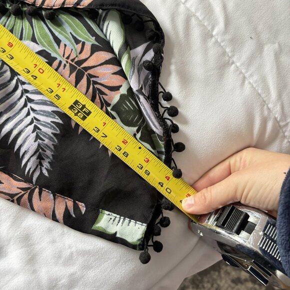 Womens Wide Leg Floral Tropical Beach Summer Cover Up Flowy Drawstring Green - Picture 3 of 10